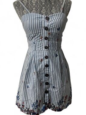 Purple Snow Blue and White Striped Sundress